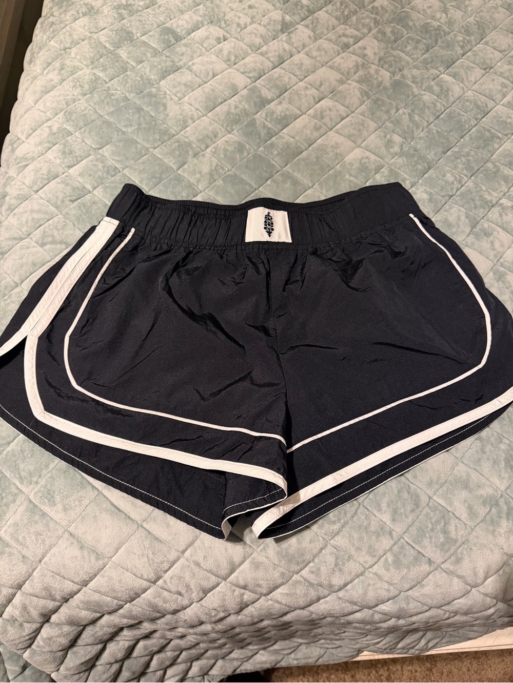 Free People Black Athletic Shorts with White Piping